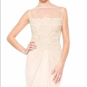 Tadashi Shoji Rosette Scallop Tulle Gown.